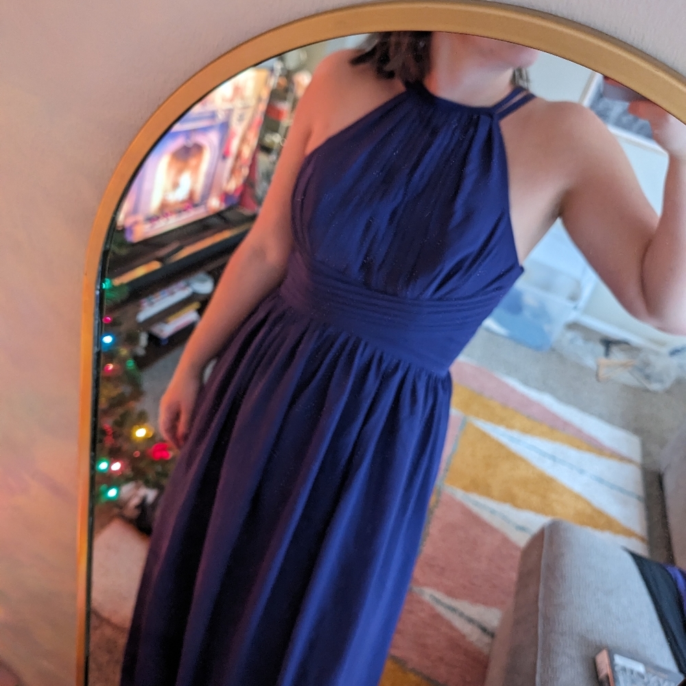 Purple Chiffon Bridesmaids Prom Dress High Neck
